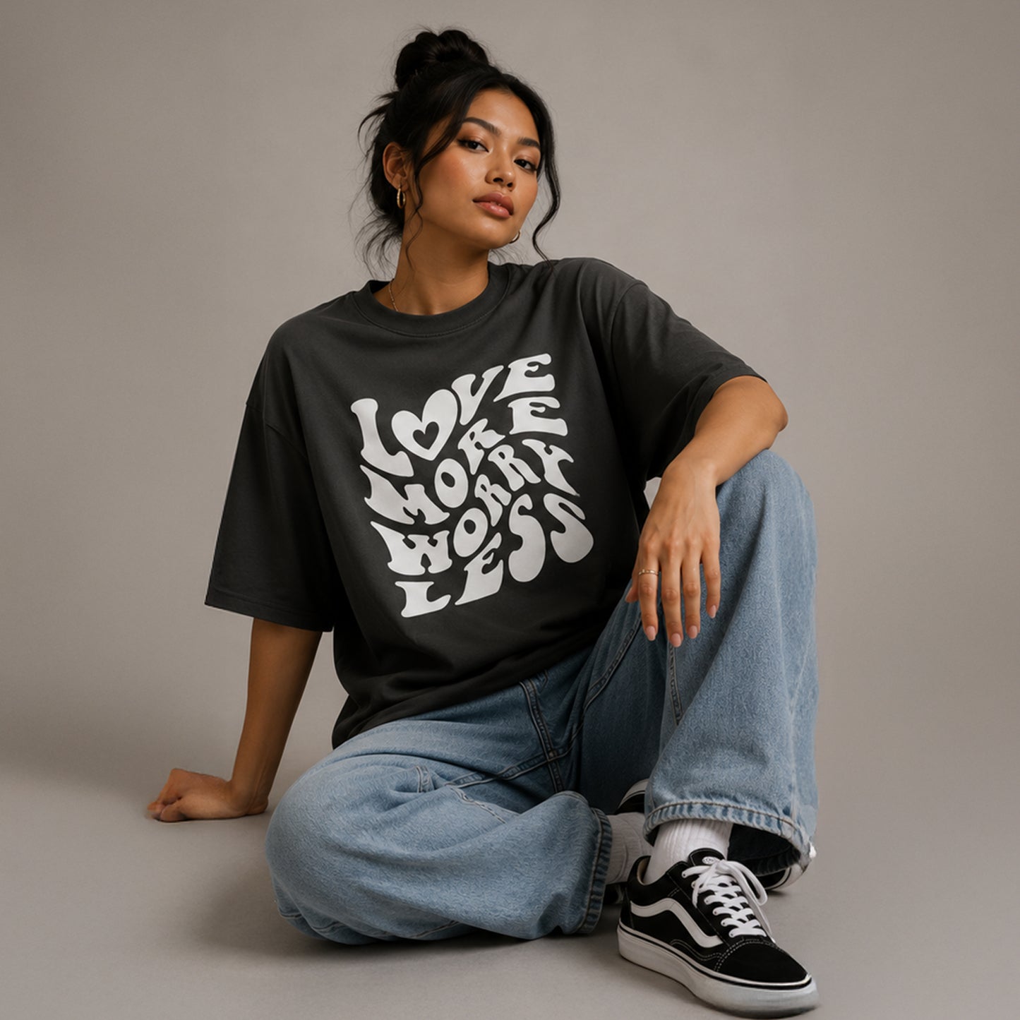 LOVE MORE WORRY LESS - Oversized Heavyweight T Shirt