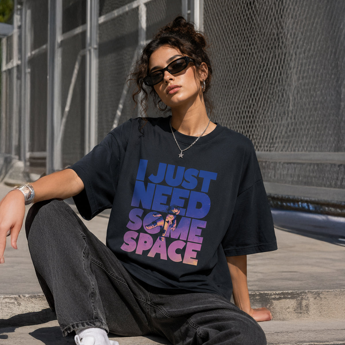 I JUST NEED SPACE - Oversized Heavyweight T-Shirt
