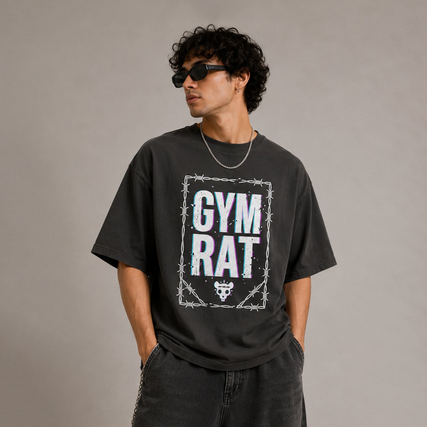 GYM RAT - Oversized Heavyweight T Shirt