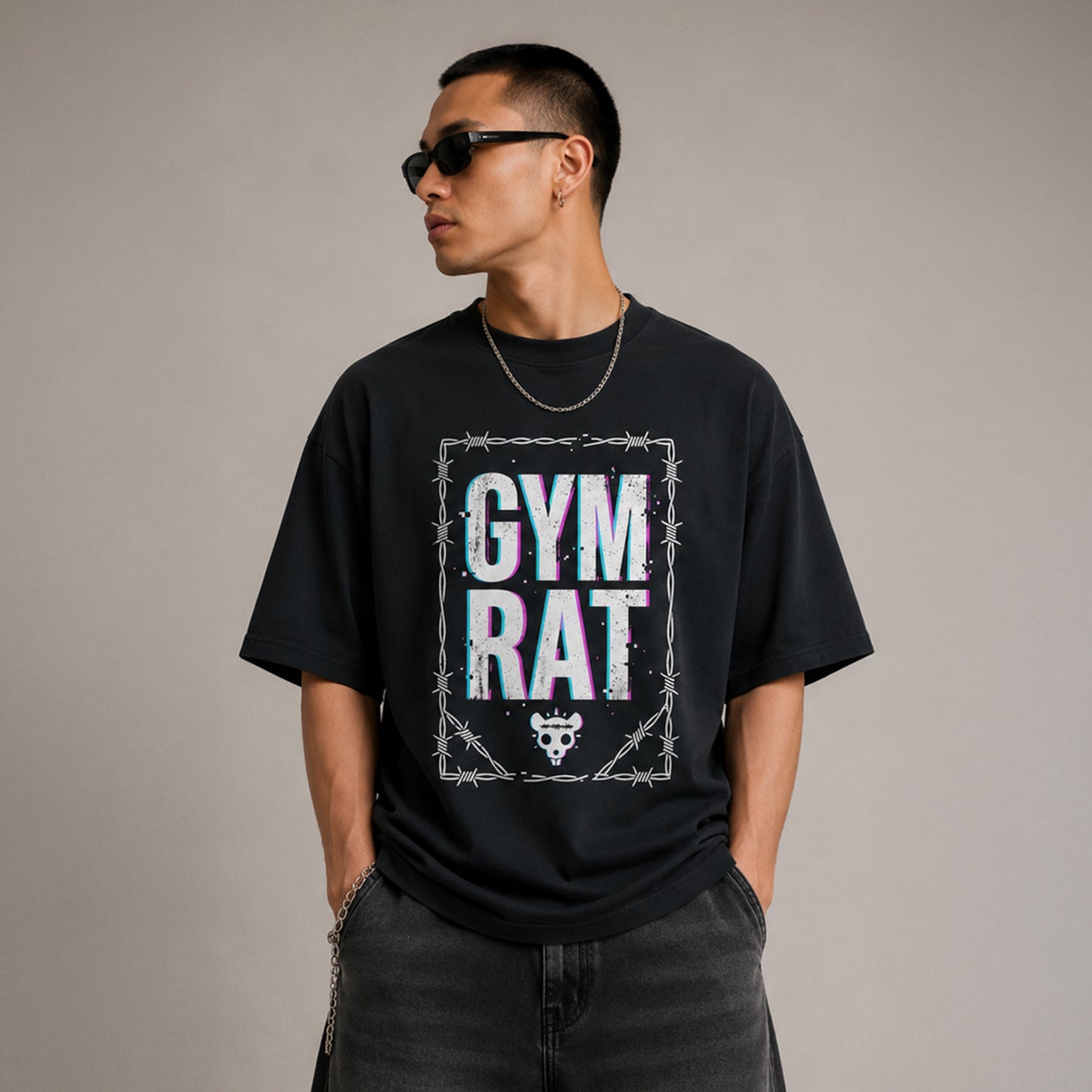 GYM RAT - Oversized Heavyweight T Shirt