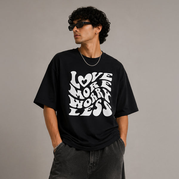 LOVE MORE WORRY LESS - Oversized Heavyweight T Shirt