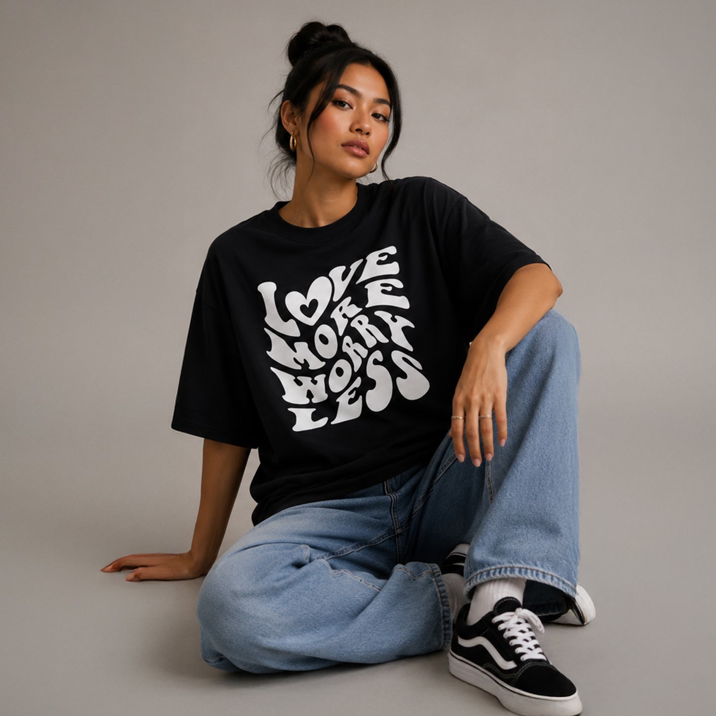 LOVE MORE WORRY LESS - Oversized Heavyweight T Shirt