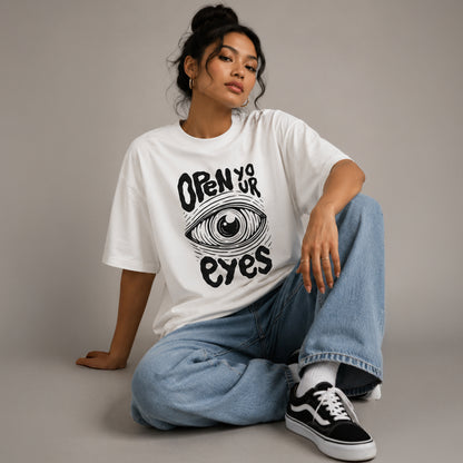 OPEN YOUR EYES - Oversized Heavyweight T-Shirt