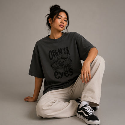 OPEN YOUR EYES - Oversized Heavyweight T-Shirt