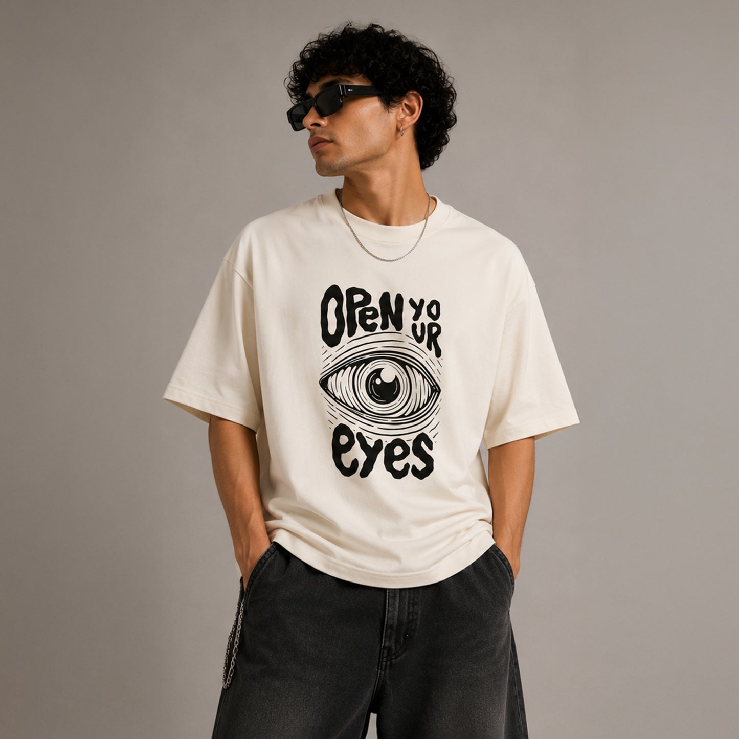 OPEN YOUR EYES - Oversized Heavyweight T-Shirt